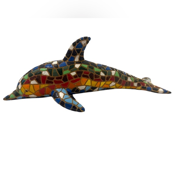 Barcino Designs Dolphin Figurine Art Multicoloured Mosaic Hand Painted Spain - Picture 7 of 8